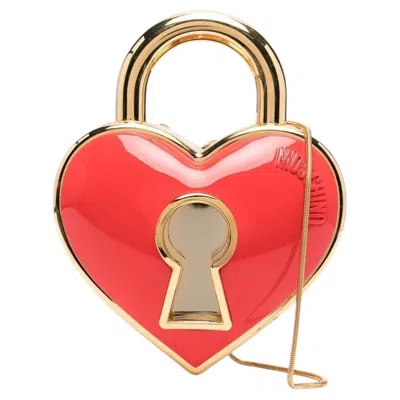 Pre-owned Moschino Couture, Jeremy Scott, Padlock, Heart Shaped, Red Handle, Leather Bag