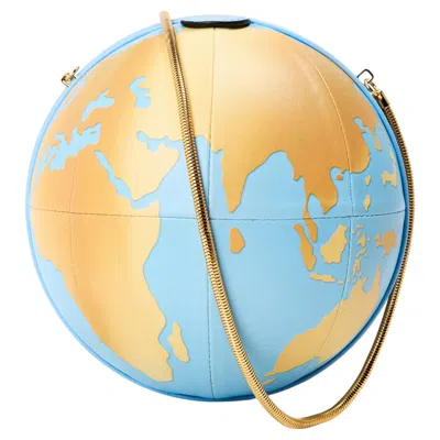 Pre-owned Moschino Couture, Jeremy Scott, World Map, Chain Link, Globe Nappa, Shoudler Bag In Beige