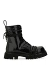 Moschino Glossy Leather Lace-up Boot With Sole