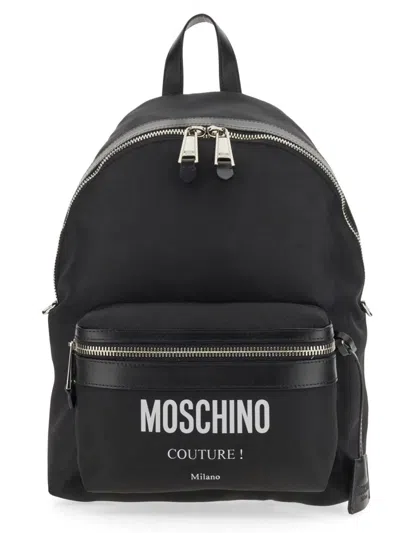 Moschino Couture Large Backpack With Logo In Black