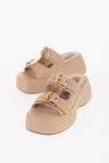 Moschino Couture! Leather Dolly75 Sandals With Golden-effect Double B In Brown