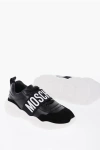 MOSCHINO COUTURE! LEATHER LOW TOP SNEAKERS WITH LOGOED ELASTIC BAND