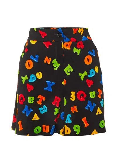 Pre-owned Moschino Couture Letter-print Shorts In Black