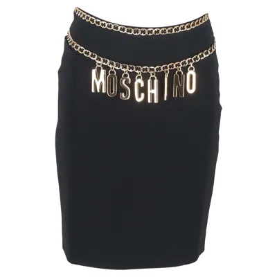 Moschino Couture Logo Chain Detailed Short Skirt In Black & Gold Triacetate
