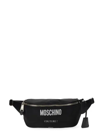 Moschino Logo Mini Pouch Handbag In Black