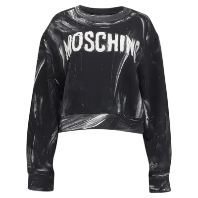 Pre-owned Moschino Couture Logo Paint Accent Sweatshirt In Black Cotton