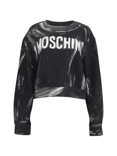 Pre-owned Moschino Couture Logo Paint Sweatshirt In Black