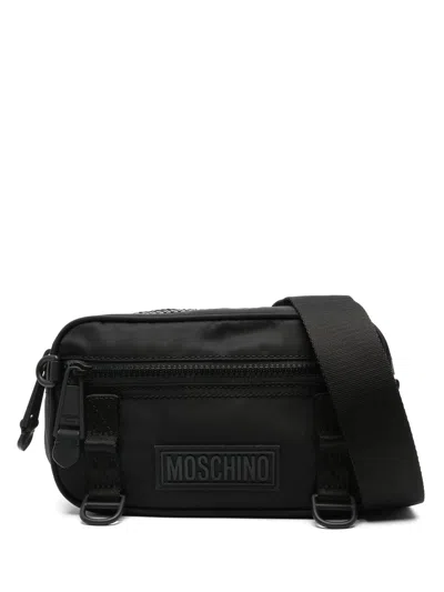 Moschino Logo-patch Adjustable Waist Strap Handbag In Black