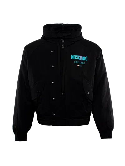 Moschino Couture Logo-print Hooded Jacket In Black
