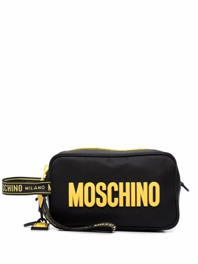 Moschino Couture Logo-print Wash Handbag For Men In Black, Ss24 Collection In Brown