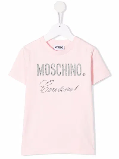 Moschino Kids' Couture Logo T-shirt In 粉色