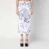 Moschino Olivia Print Midi Pencil Skirt In Blue