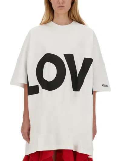 Moschino Couture Love Cotton Interlock Dress In White