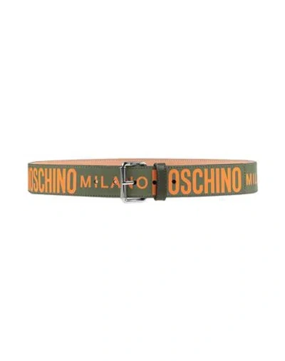 Moschino Couture Man Belt Military Green Size 32 Leather In Multi