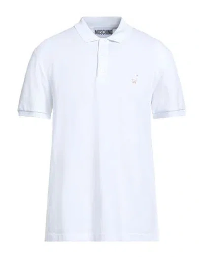 Moschino Couture Man Polo Shirt White Size 42 Cotton In Blue