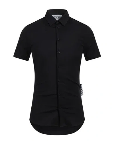 Moschino Couture Man Shirt Black Size 16 Cotton, Elastane