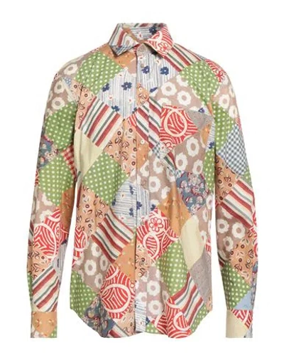 Moschino Couture Man Shirt Khaki Size 17 Cotton In Multi
