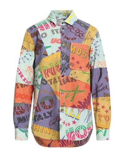 Moschino Couture Man Shirt Light Green Size 17 Cotton In Multi