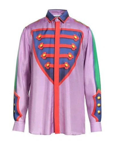 Moschino Couture Man Shirt Lilac Size 17 Silk In Purple