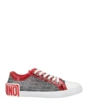 Moschino Low Top Sneakers With Logo Pattern In Red
