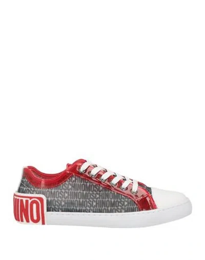 MOSCHINO MOSCHINO COUTURE MAN SNEAKERS RED SIZE 9 LEATHER, TEXTILE FIBERS, RUBBER