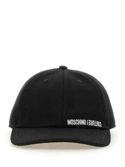 Moschino Classic Cotton Baseball Cap For Men In Black
