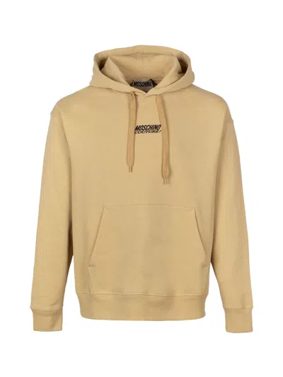 Moschino Couture Men's Beige Logo-embroidered Hoodie In Cotton T-shirt Texture In Tan