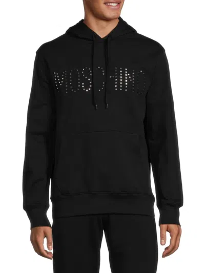Moschino Couture ! Men's Embellished Logo Hoodie In Black