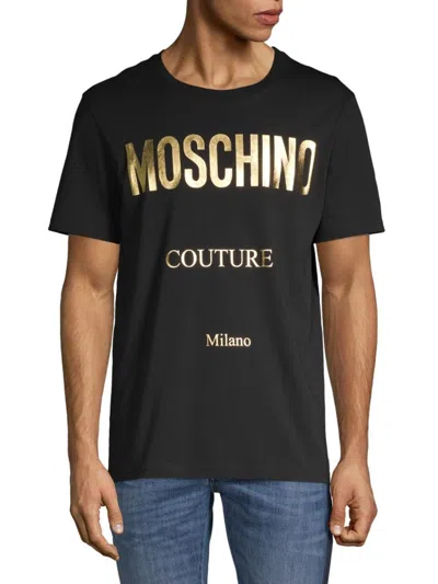 Moschino Couture ! Men's Graphic Cotton Tee In Black