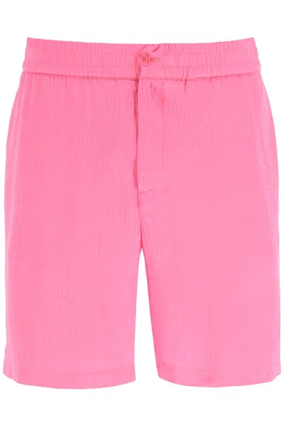 Moschino Couture Men's Monogram Silk And Viscose Shorts In Light Pink For Ss23