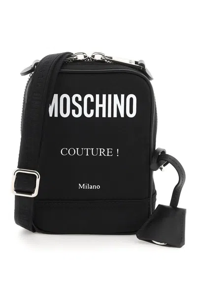 Moschino Men's Nylon Crossbody Bag In Nero