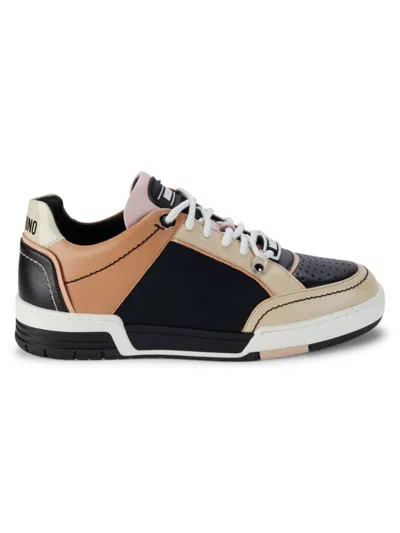 Moschino Couture ! Men's Streetball Colorblock Logo Sneakers In Gold