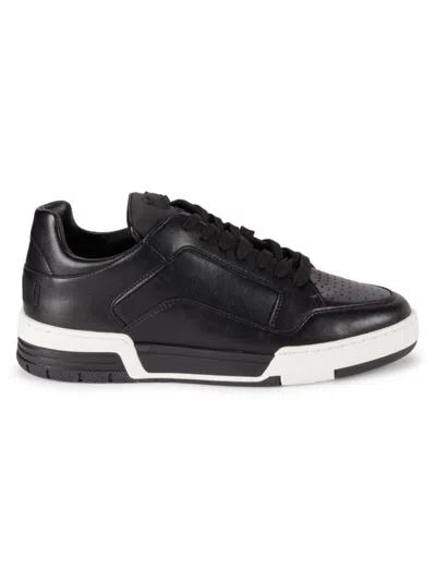 Moschino Couture ! Men's Streetball Leather Court Sneakers In Black White