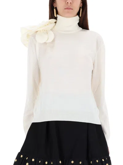 Moschino Couture Mesh With Flower Detail In Neutral