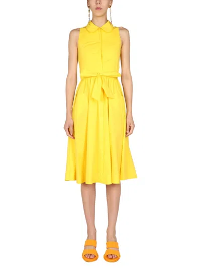 Moschino Mini Dress With Heart Pockets In Yellow