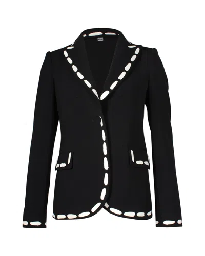 Moschino Contrasting Print Trimming Cady Blazer In Black Polyester