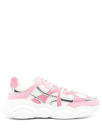 Moschino Couture  Embossed-logo Sneakers In Pink