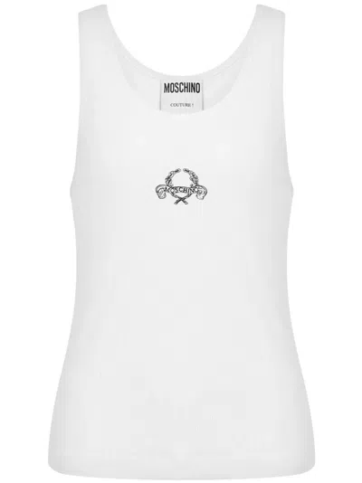 Moschino Couture  Logo-embroidered Vest In Weiss