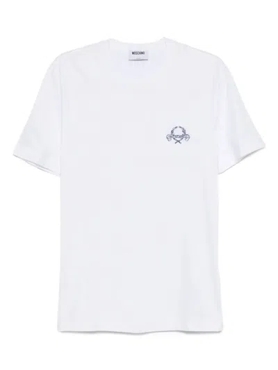 Moschino Couture  Logo-embroidered Cotton T-shirt In Black