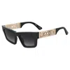 Moschino Couture Black Metal Sunglasses In Black