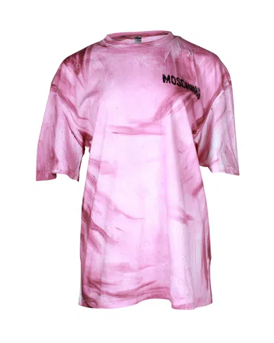 Moschino Paint Brush Logo T-shirt In Pink Cotton