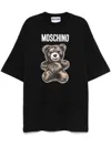 Moschino Oversized Crew Neck T-shirt Dress With Graphic Print In Black