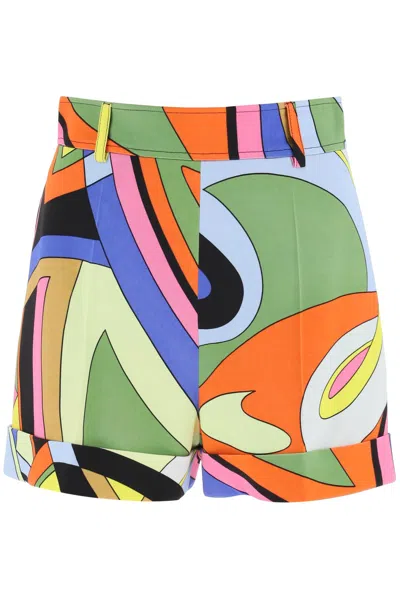 Moschino Couture Multicolor Printed Cuffed Shorts For Women