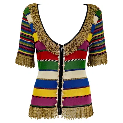 Pre-owned Moschino Couture! Multicolored Striped Sweater In Black
