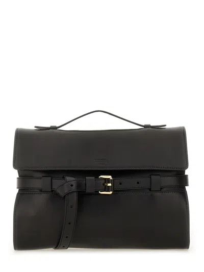 Moschino Couture Nappa Leather Tie Me Clutch In Black