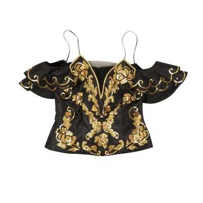 Moschino Nwt  Couture Black Sequin Embroidered Top