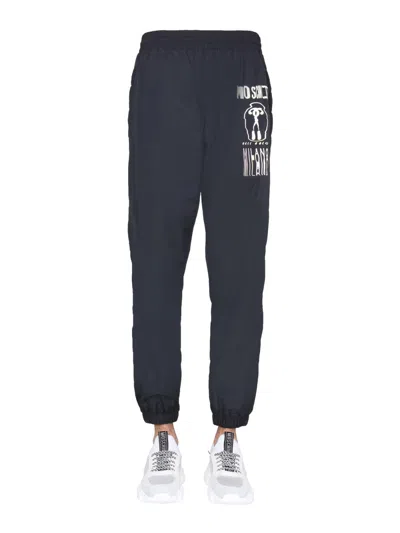 Moschino Couture Nylon Jogging Pants In Blue