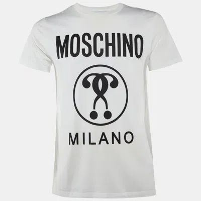 Pre-owned Moschino Couture Off White Logo Print Cotton Crew Neck T-shirt Xs