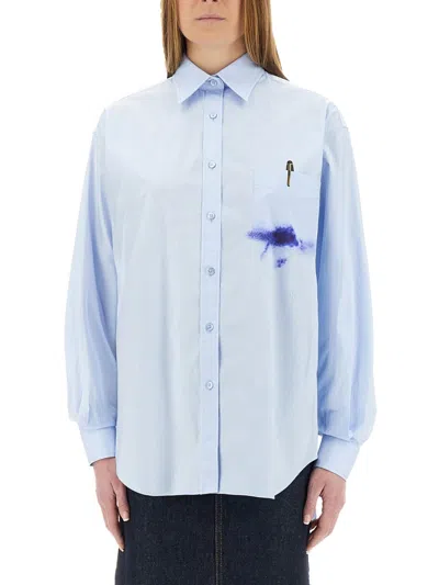 Moschino Couture Office Inspiration Shirt In Gnawed Blue