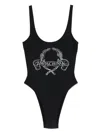Moschino Couture One-piece Swimsuit Laurel Crown Logo In Black